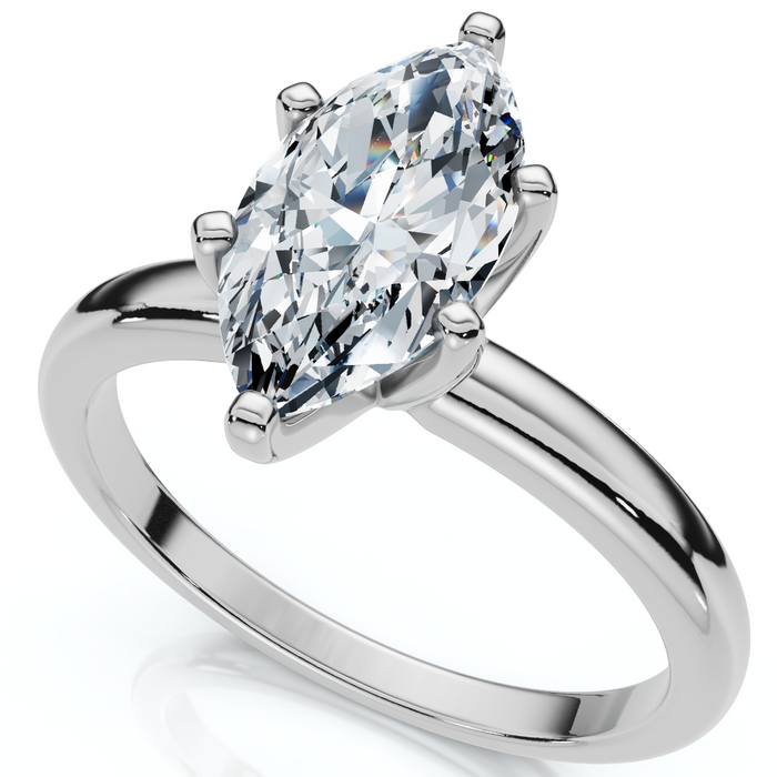 Certified 1Ct Marquise Diamond Engagement Ring 14k White Gold Lab Grown
