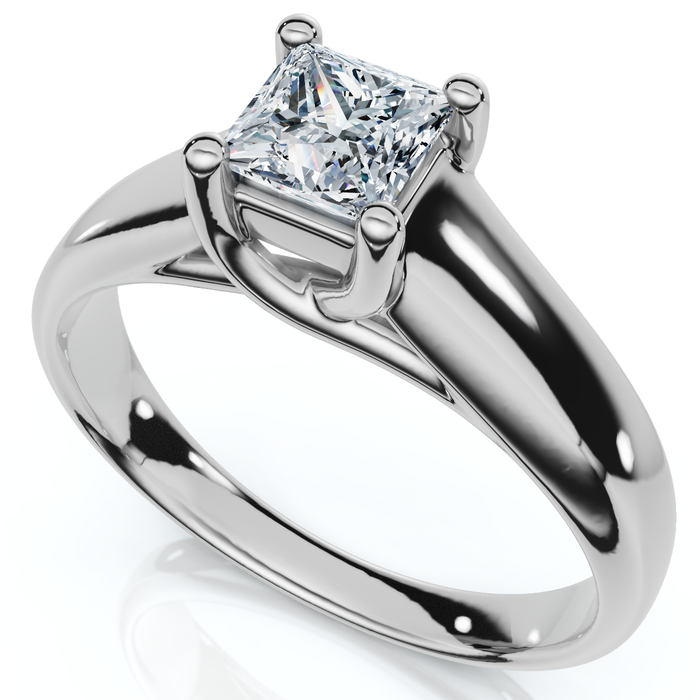 1ct Princess Cut Lab Grown Diamond Solitaire Engagement Ring 14k White Gold
