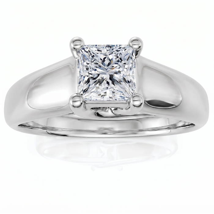 1ct Princess Cut Lab Grown Diamond Solitaire Engagement Ring 14k White Gold