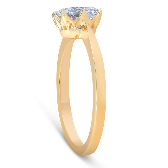 1 1/2 Ct Solitaire Diamond Micro Prong Engagement Ring 14k Yellow Gold Lab Grown