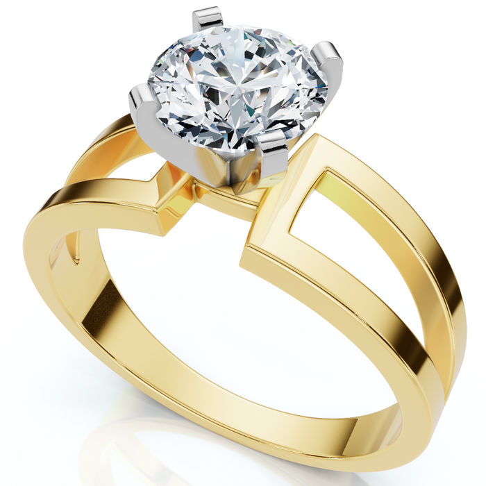 Certified 2ct Round Solitaire Lab Grown Diamond Engagement Ring 14K Yellow Gold