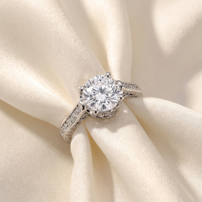 Certified 2 1/3Ct Diamond Engagement Ring 14k White Gold Lab Grown