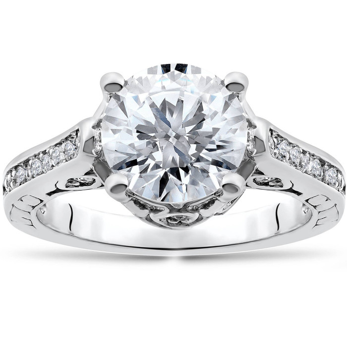 Certified 2 1/3Ct Diamond Engagement Ring 14k White Gold Lab Grown
