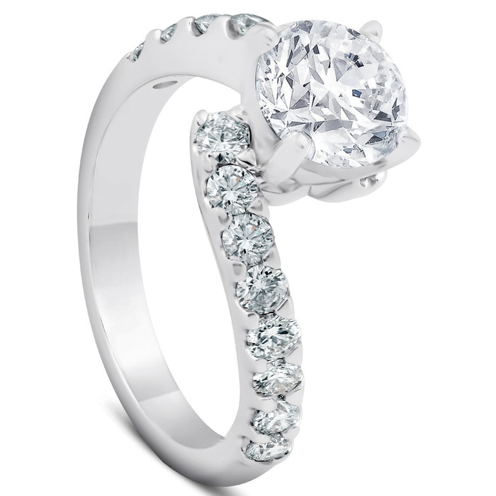 Certified 3 Ct Diamond Engagement Ring Twisted Band 14k White Gold Lab Grown Certified 3 Ct Diamond Engagement Ring Twisted Band 14k White Gold Lab Grown