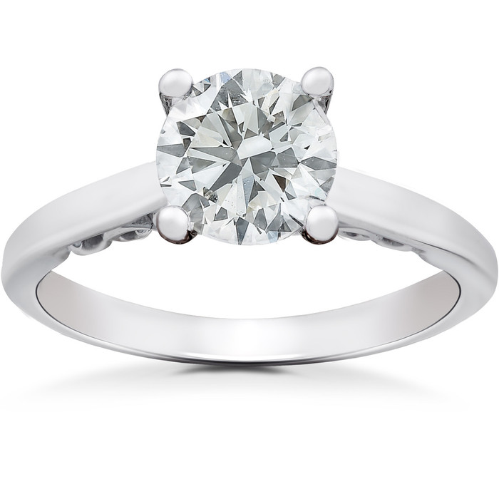1 ct Diamond Round Solitaire Engagement Ring 14k White Gold Lab Grown 1 ct Diamond Round Solitaire Engagement Ring 14k White Gold Lab Grown