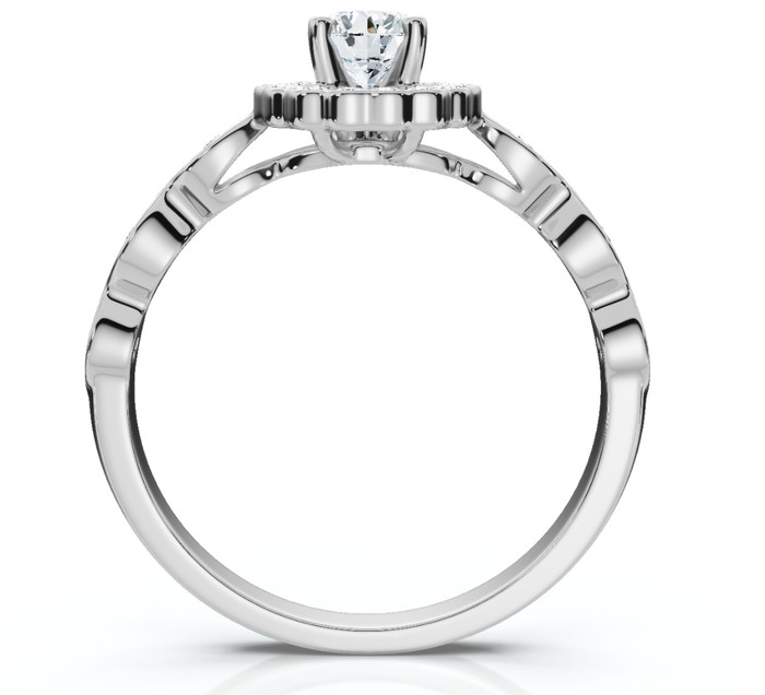 1Ct Diamond Vintage Halo Engagement Ring 14k White Gold Lab Grown