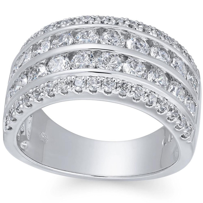 2Ct Multi Row Diamond Ring in 10k White or Yellow Gold Lab Grown