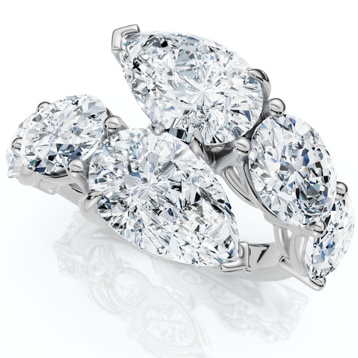 7.10Ct Pear & Oval Shape Bypass Ring Gold Lab Grown