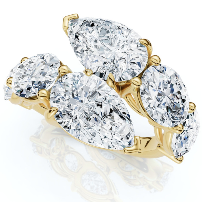 7.10Ct Pear & Oval Shape Bypass Ring Gold Lab Grown