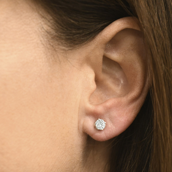 2 ct Round Diamond Studs in 14k Yellow Gold Screw Back