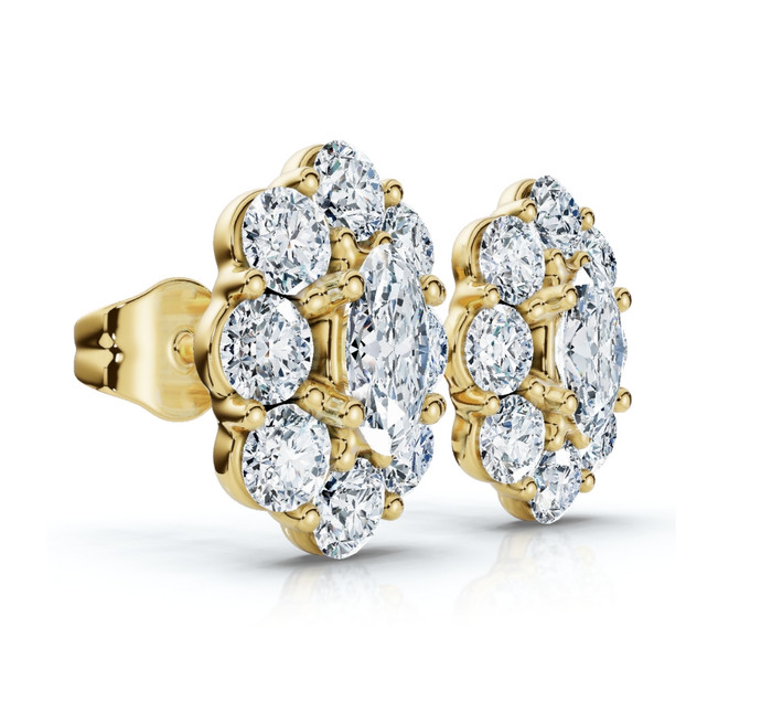 1 1/2Ct Oval Diamond Halo Studs 14k Gold Women's Earrings Lab Grown