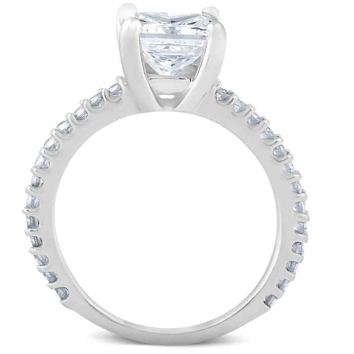 Certified 3 1/2ct Princess Cut Diamond Engagement Ring 14k White Gold Lab Grown