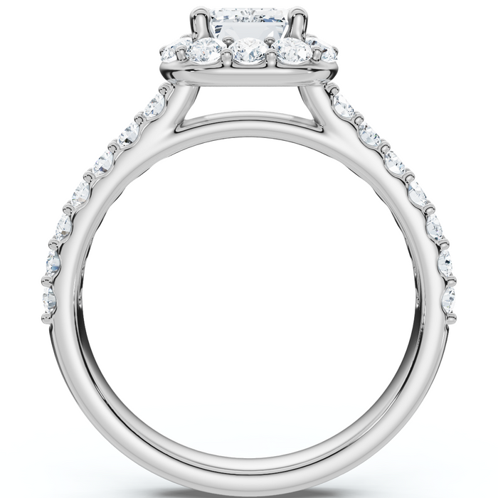 1.75 Ct Emerald Diamond Halo Engagement Ring 14k White Gold Lab Grown