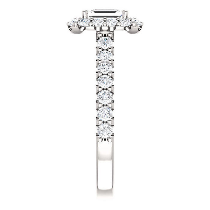 1.75 Ct Emerald Diamond Halo Engagement Ring 14k White Gold Lab Grown 1.75 Ct Emerald Diamond Halo Engagement Ring 14k White Gold Lab Grown