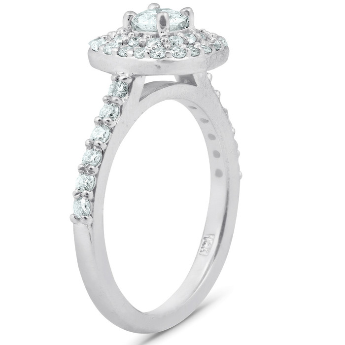 1.75Ct Oval Diamond Double Halo Engagement Ring 14k White Gold Lab Grown