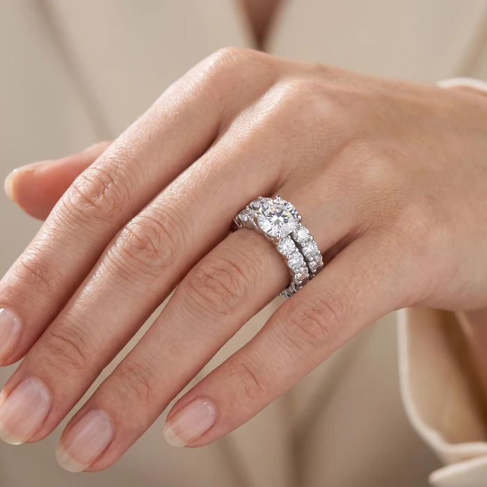 9 1/2ct Diamond Eternity Engagement Ring Wedding Set 14k White Gold Lab Grown