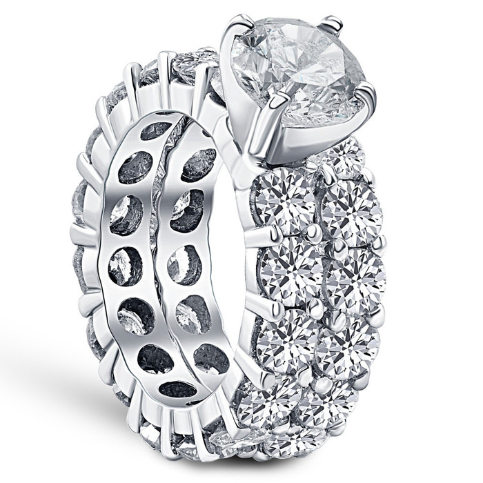 9 1/2ct Diamond Eternity Engagement Ring Wedding Set 14k White Gold Lab Grown 9 1/2ct Diamond Eternity Engagement Ring Wedding Set 14k White Gold Lab Grown