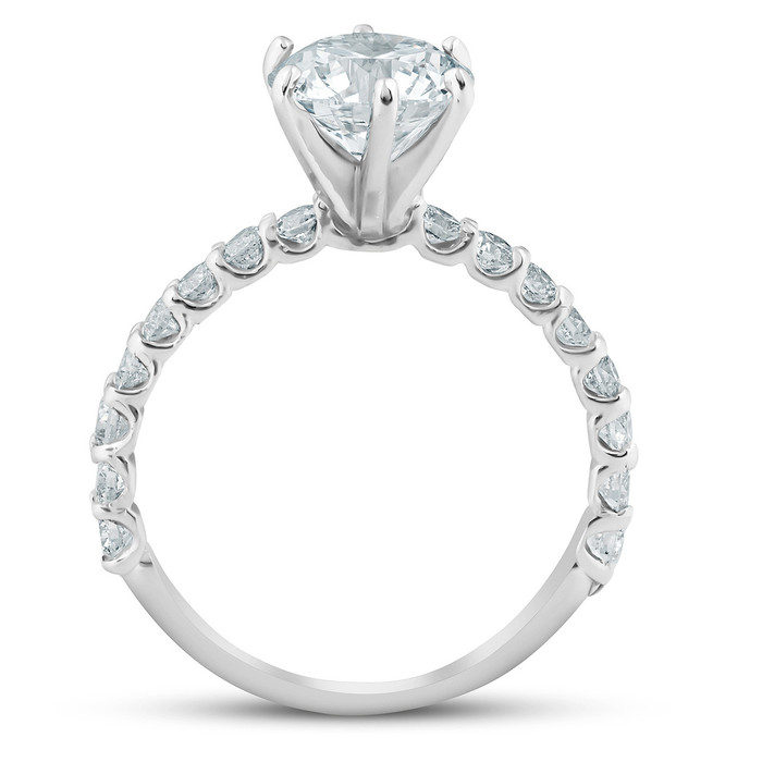 1 3/4 Ct Round-Cut Diamond Engagement Ring With Accents 14k White Gold Lab Grown