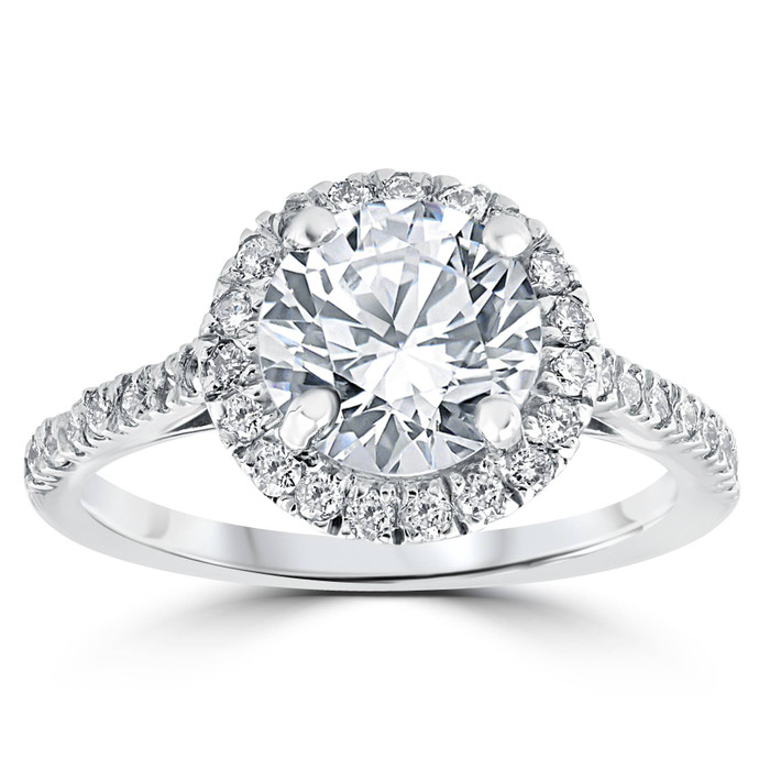 Certified 2 1/3Ct Round Diamond Halo Engagement Ring 14k White Gold Lab Grown Certified 2 1/3Ct Round Diamond Halo Engagement Ring 14k White Gold Lab Grown