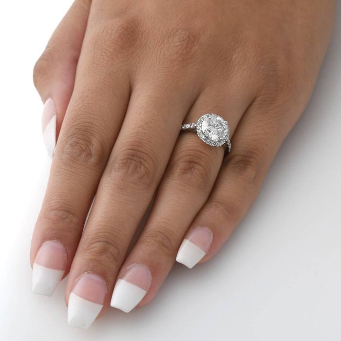 Certified 2 1/3Ct Round Diamond Halo Engagement Ring 14k White Gold Lab Grown Certified 2 1/3Ct Round Diamond Halo Engagement Ring 14k White Gold Lab Grown