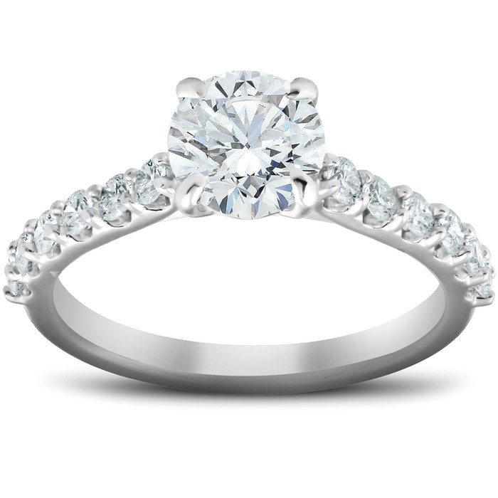 2 CT Diamond Engagement Ring 14k White Gold Lab Grown