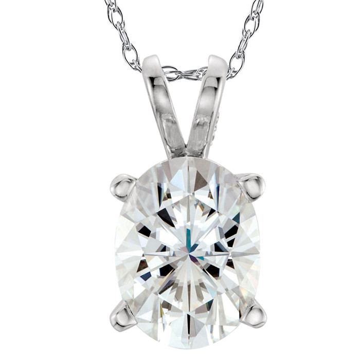 G/VS 1.00 Ct Oval Diamond Solitaire Pendant 14k White Gold Lab Grown