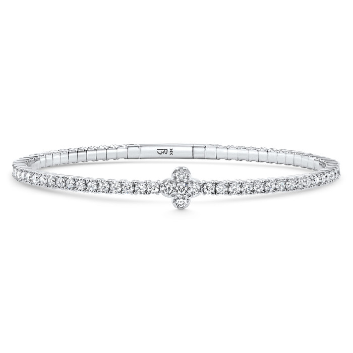 3.70Ct Diamond Flexible Tennis Bangle Bracelet 14k White Gold Lab Grown
