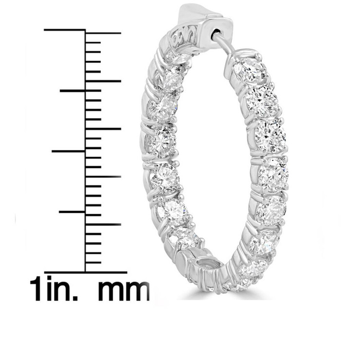 6.13 cttw Diamond Inside Outside Hoops 14k White Gold 30mm Tall Lab Grown