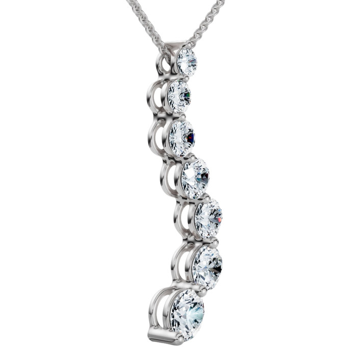 F/VS 3Ct Diamond Journey Pendant Gold Women's Necklace Lab Grown