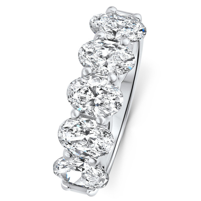 5Ct Oval Moissanite Five Stone Wedding Ring 14k Gold