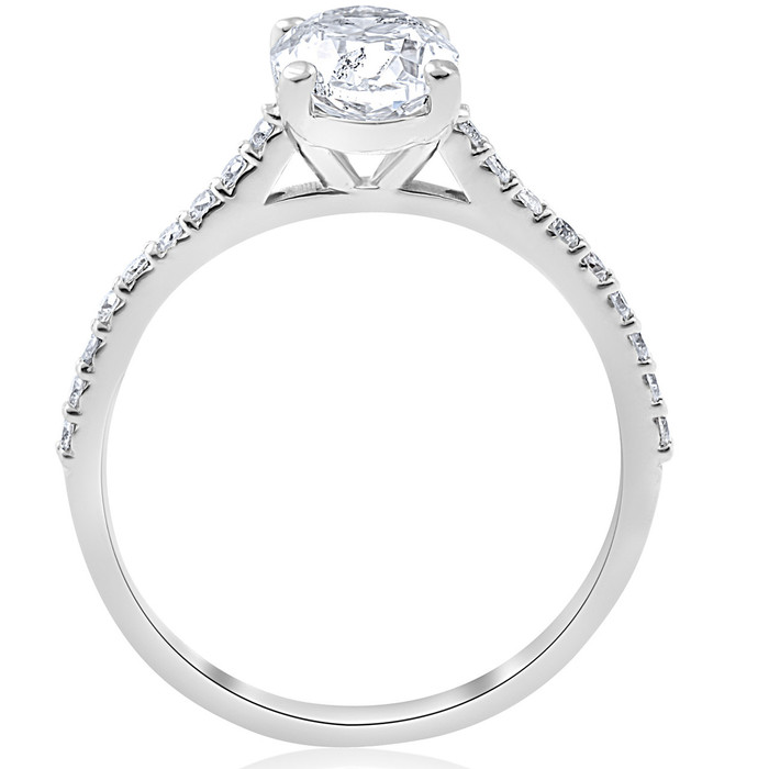 1.20Ct Oval Diamond Engagement Ring with Side Stones 14k White Gold lab Grown 1.20Ct Oval Diamond Engagement Ring with Side Stones 14k White Gold lab Grown