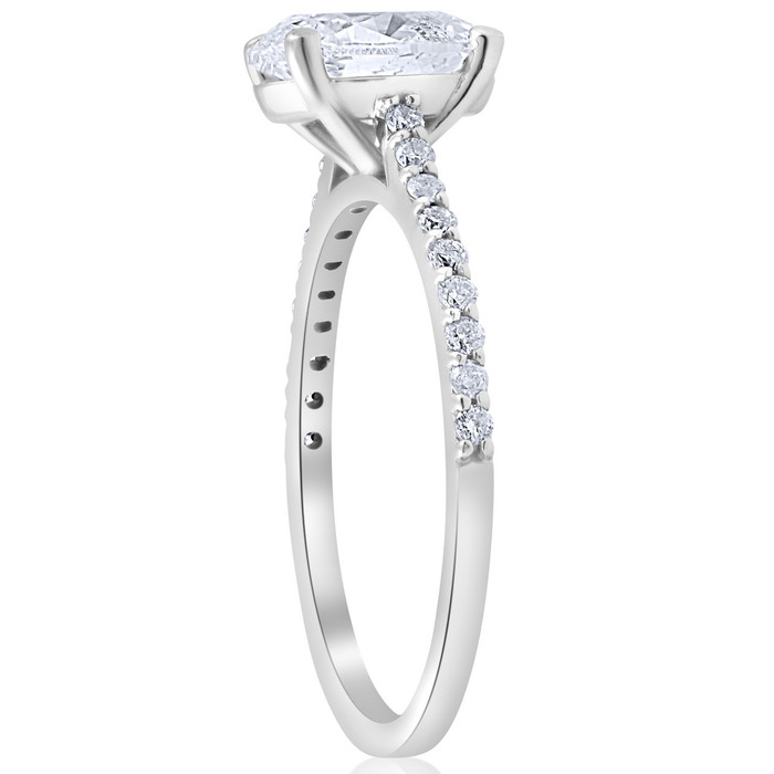 1.20Ct Oval Diamond Engagement Ring with Side Stones 14k White Gold lab Grown 1.20Ct Oval Diamond Engagement Ring with Side Stones 14k White Gold lab Grown