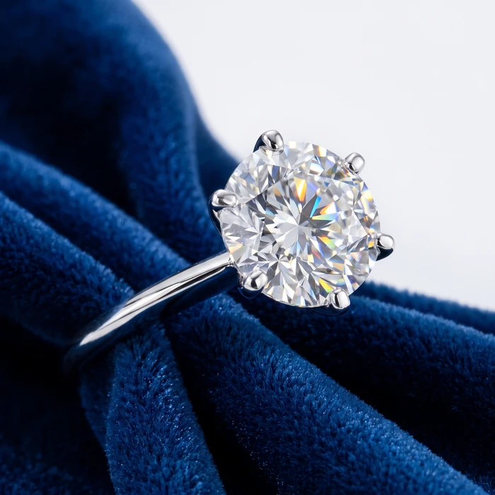 Certified 7Ct Solitaire Diamond Engagement Ring 14k White Gold Lab Grown