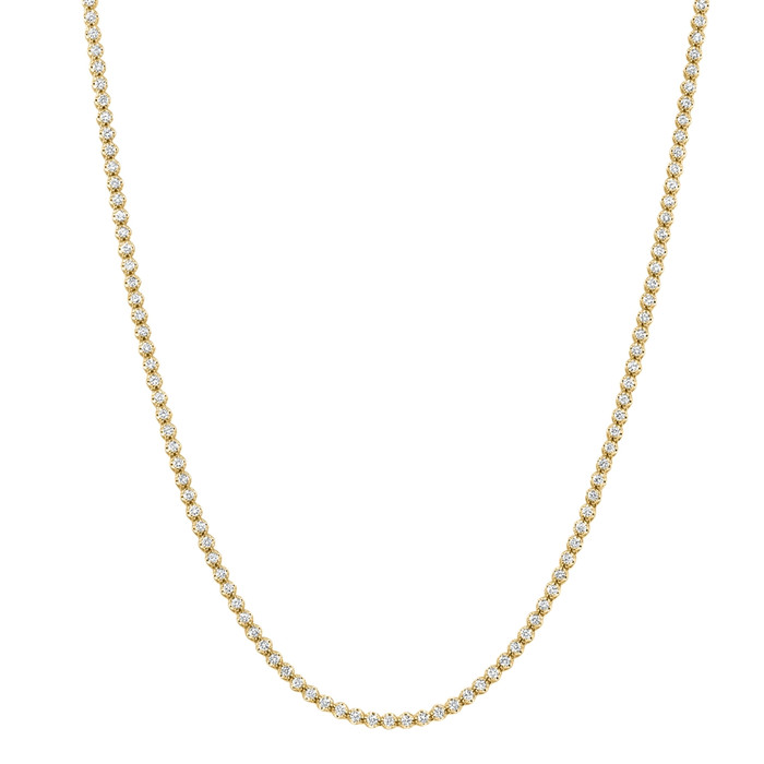 6Ct Round Lab Grown Diamond Tennis Necklace 14k Yellow Gold 18" Lab Grown