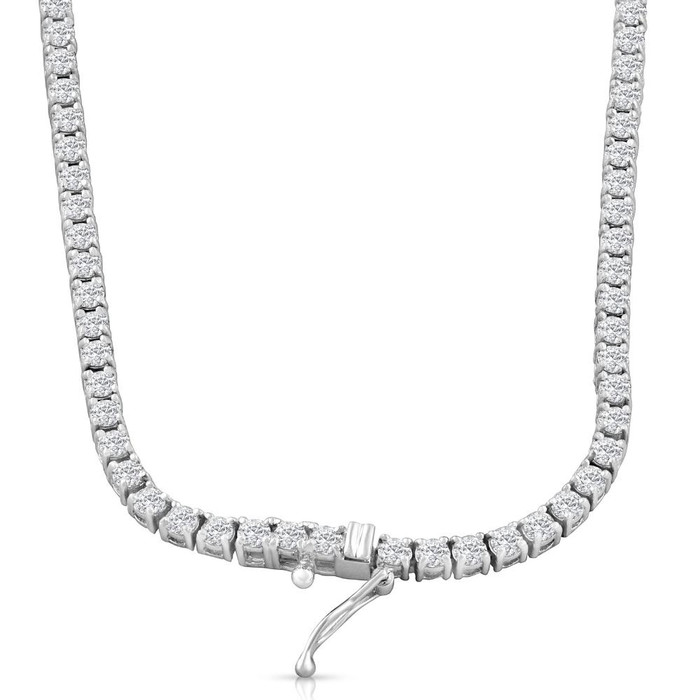12Ct TW Lab Grown Diamond Tennis Necklace 14K White Gold 18"
