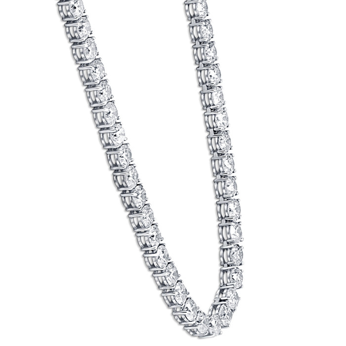 36Ct Natural Diamond Tennis Necklace 16.5" in 14k White or Yellow Gold