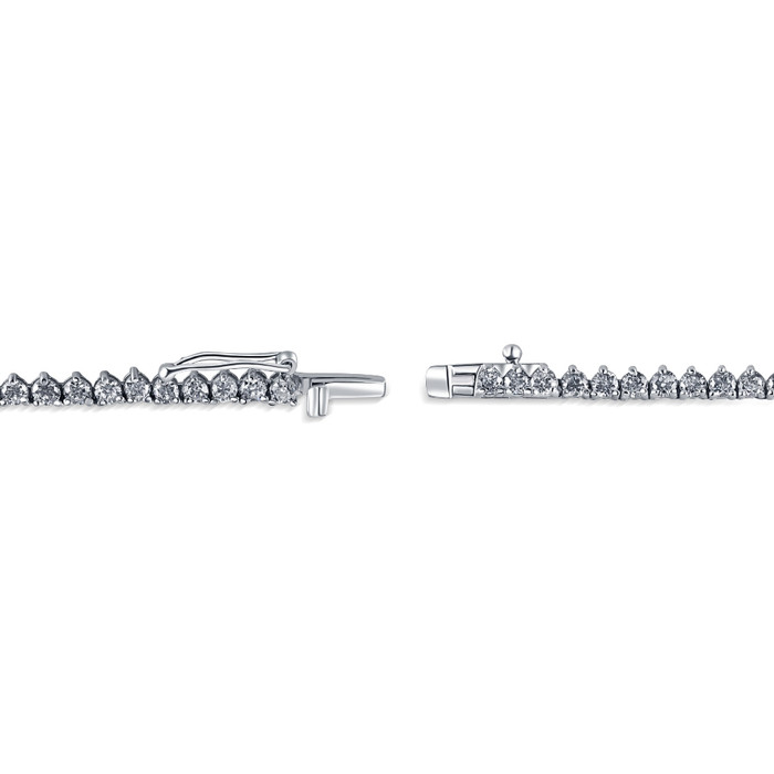 F/VS 5.59Ct Diamond Tennis Necklace 3-Prong 14k White Gold 16" Lab Grown