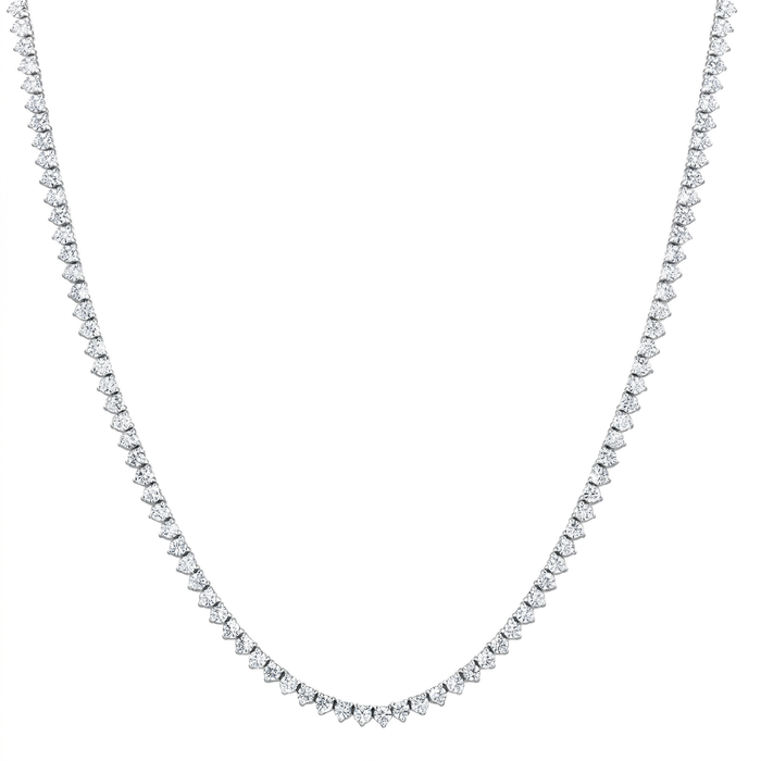 F/VS 5.59Ct Diamond Tennis Necklace 3-Prong 14k White Gold 16" Lab Grown