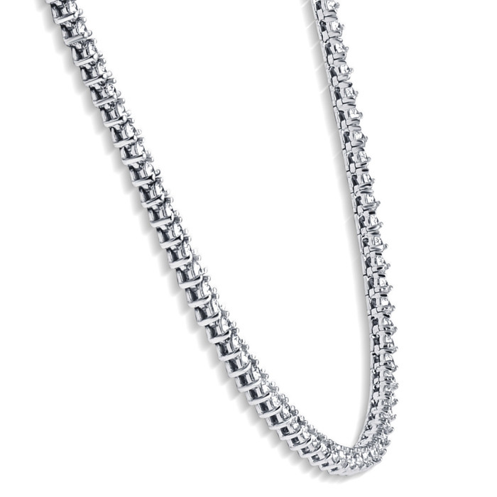 5.59Ct Diamond Tennis Necklace 3-Prong 14k White Gold 16" Lab Grown