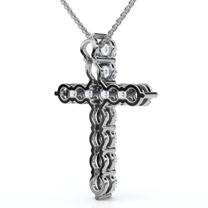 1.25Ct Diamond Cross 14k Gold 18" Necklace 1" Tall Lab Grown