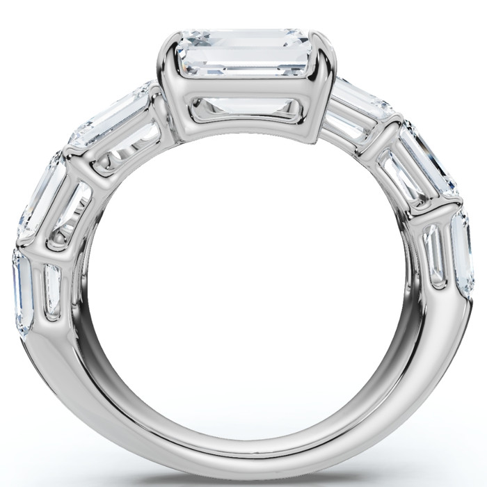 6 1/2Ct Emerald Cut Diamond Ring Gold Women's Right Hand Anniversary Band