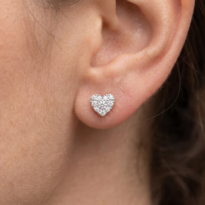 1/2Ct Heart Shape Diamond Studs Yellow Gold Lab Grown 7mm Women's Earrings