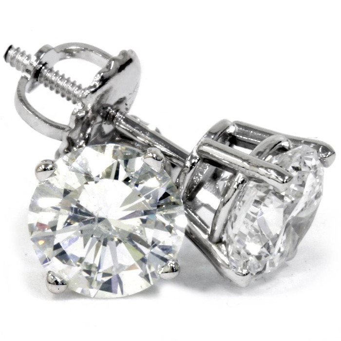 Platinum 2 Ct T.W. Certified Lab Grown Diamond Studs Screw Backs