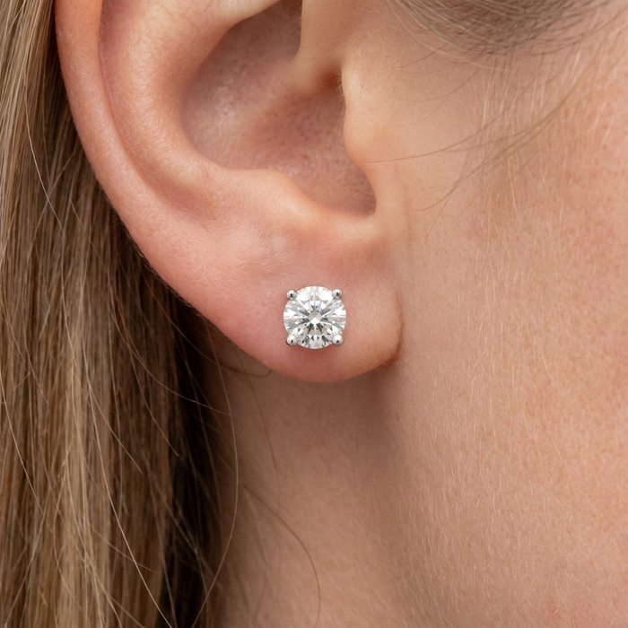 Platinum 2 Ct T.W. Certified Lab Grown Diamond Studs Screw Backs