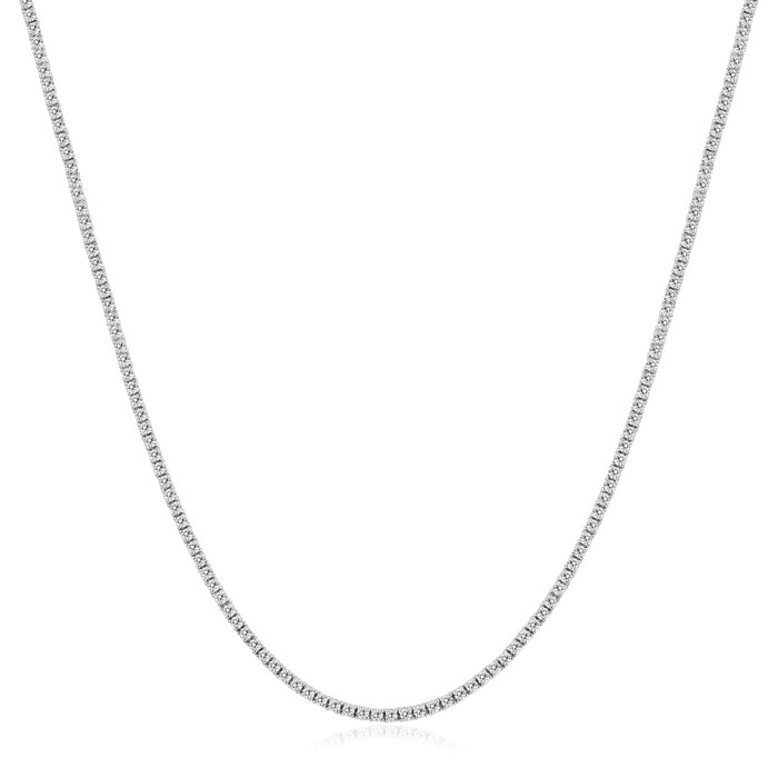 5Ct TW Diamond Tennis Necklace 4-Prong 14k White Gold 16" Lab Grown