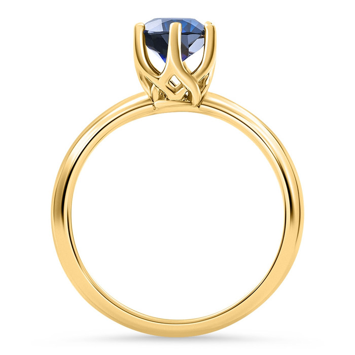 14k Yellow Gold Oval Blue Sapphire Engagement Anniversary Ring Lab Grown 9x7mm