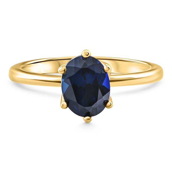14k Yellow Gold Oval Blue Sapphire Engagement Anniversary Ring Lab Grown 9x7mm 14k Yellow Gold Oval Blue Sapphire Engagement Anniversary Ring Lab Grown 9x7mm