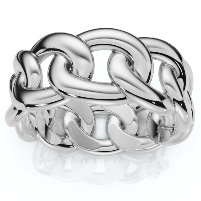 Mens Solid Heavy 8mm 14k Gold Cuban Link Ring