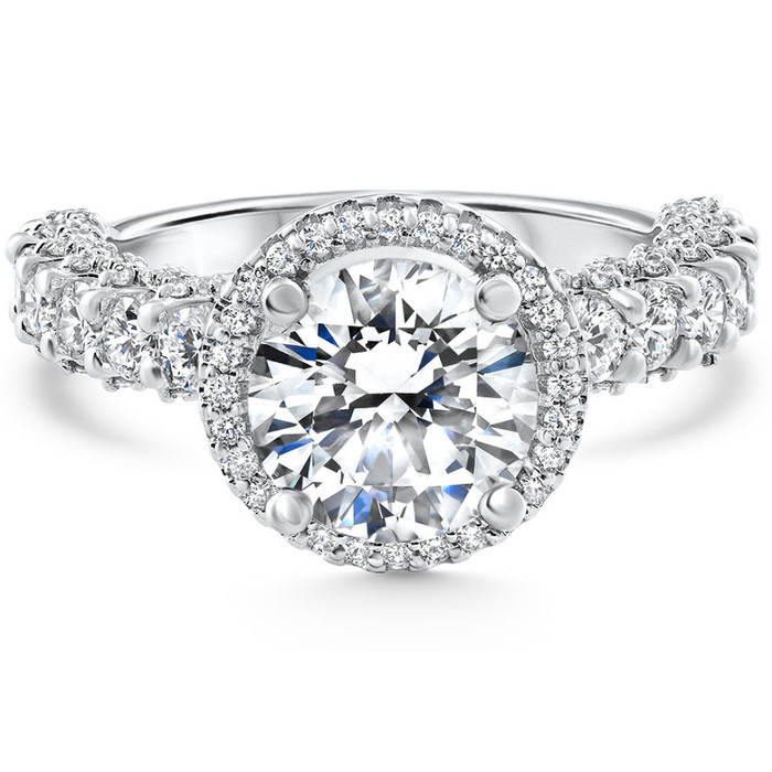 Certified 3.52Ct Pave Round Diamond Engagement 14k White Gold Lab Grown