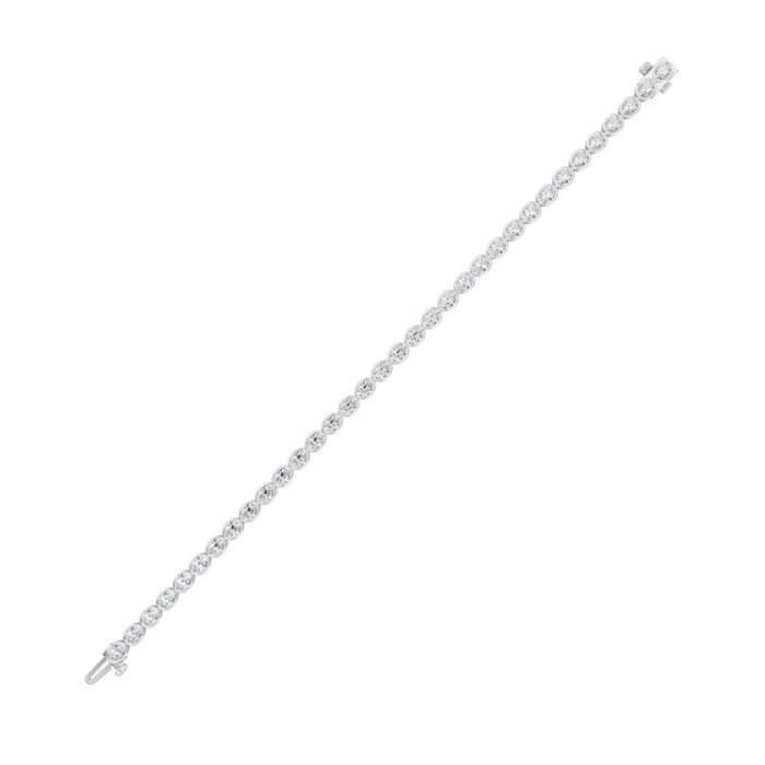 15Ct TW East West Oval Bezel Diamond Tennis Bracelet 14k Gold 7" Lab Grown